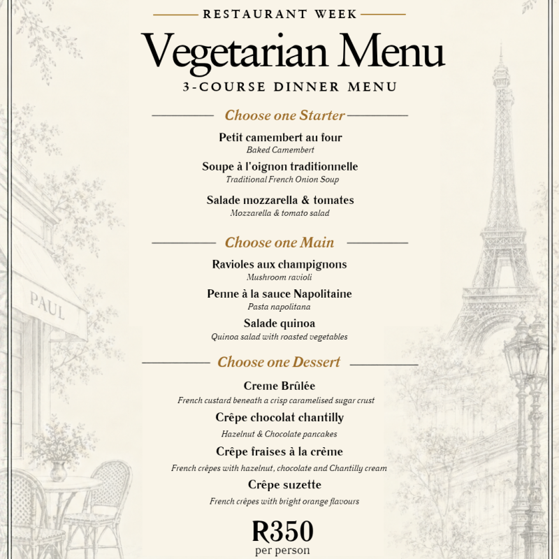 Restaurant Week Vegetarian Menu